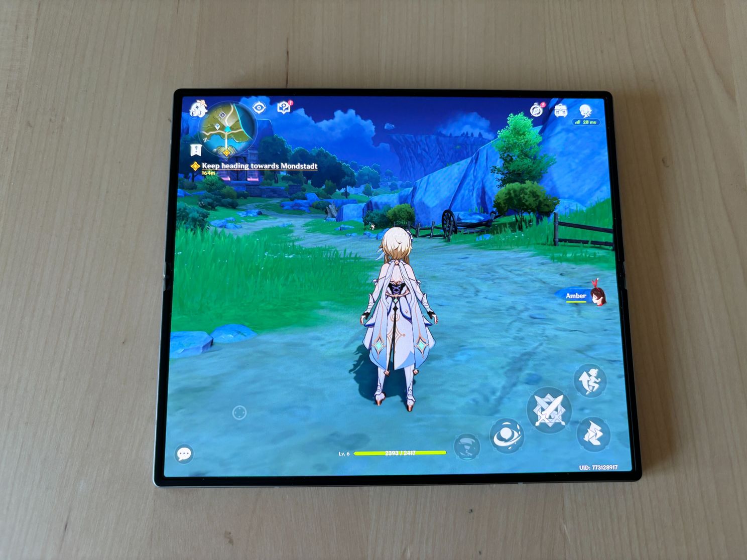 genshin impact op een samsung galaxy z fold 6